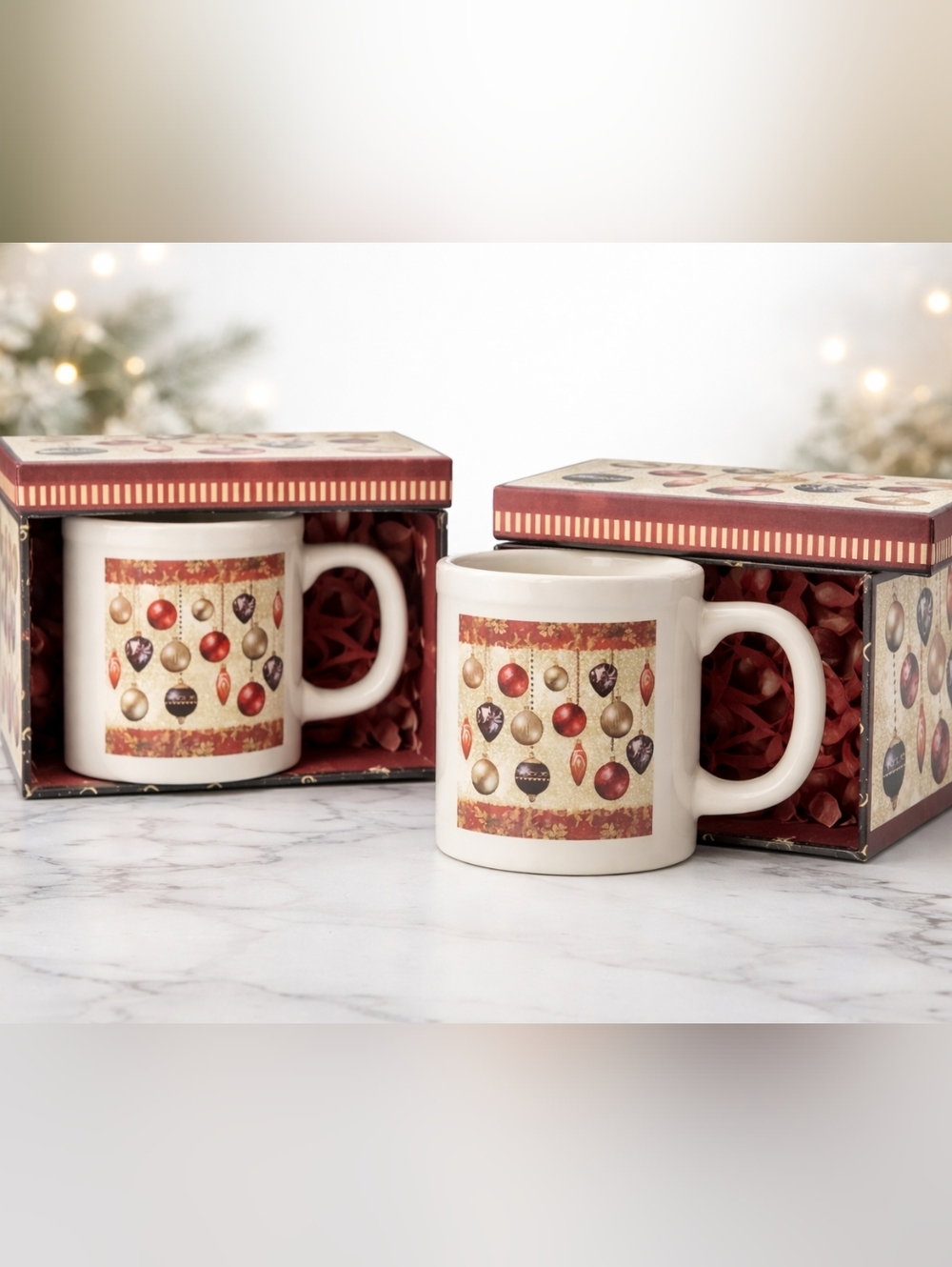 Set of 2 Holiday Ornament Mug Gift Sets – In Gift Boxes NWT
